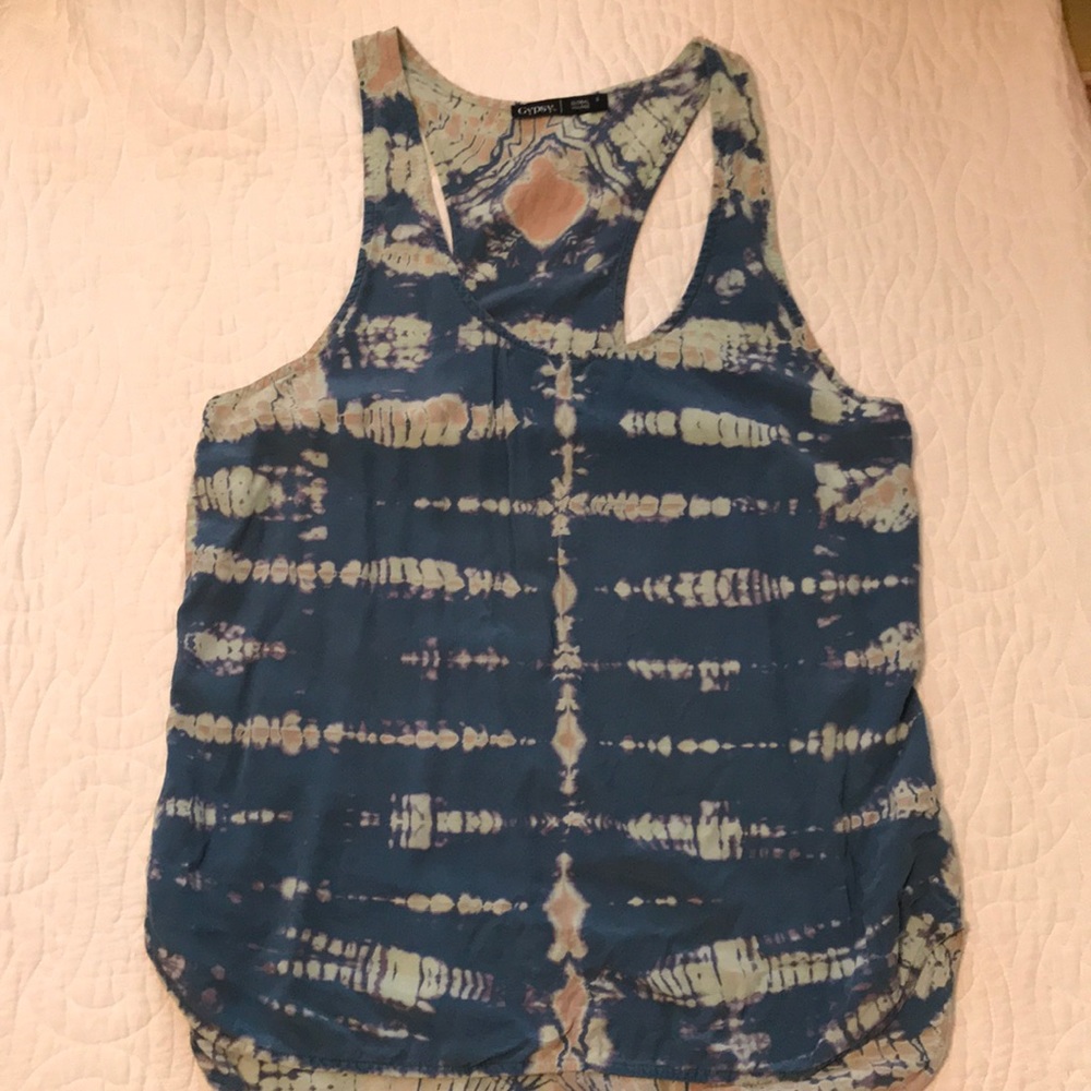 Silk tie dye tank top